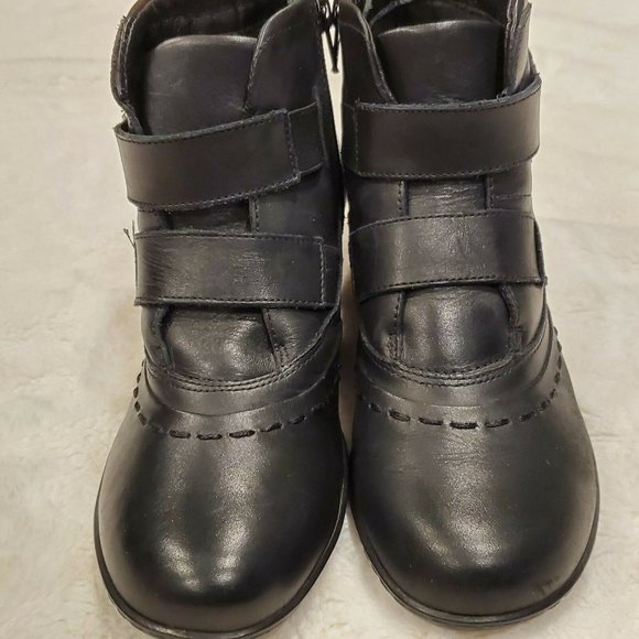 Walking Cradle Black Heeled Boots Booties Leather - Picture 4 of 12